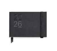 Miquelrius - Agenda settimanale vista 2026, tasca tascabile (105 x 74 mm), pianificazione settimanale, copertina flessibile similpelle cucita, carta 80 g/m², ES-EN-PT, nero