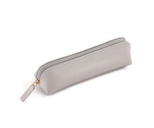 Miquelrius - Astuccio ovale, astuccio 1 scomparto, dimensioni 190 x 55 x 30 mm, materiale esterno e maniglia in finta pelle pelle, chiusura zip, colore grigio, grigio, 191 x 55 x 30 mm, MR19204