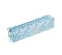 Miquelrius - Astuccio ovale con fiori ricamati, astuccio 1 scomparto, dimensioni 200 x 45 x 45 mm, materiale poliestere, chiusura zip, maniglia in metallo, blu, 200 x 45 x 45 mm, PORTATODO BLU FIORI