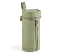 Miquelrius - Astuccio verticale in poliestere con texture e doppia cerniera superiore e laterale, per matite, penne o accessori, 65 x 175 x 65 mm, verde