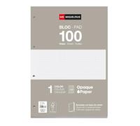 Miquelrius - Blocco di ricarica fogli A4 a quadretti 5x5 mm, 100 fogli da 90 g/m², con perforazioni standard per raccoglitore ad anelli, materiale scolastico, colori grigio