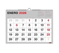 Miquelrius - Calendario da parete 2026 Basic, con numeri grandi, organizer annuale A3: 420 x 296 mm, con spazio per annotare, rilegatura a spirale, planner 12 mesi, spagnolo