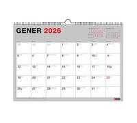 Miquelrius - Calendario da parete 2026 Basic, Organizzatore annuale A4: 296 x 210 mm, con spazio per segnare, rilegatura a spirale doppia, planner 12 mesi, catalano