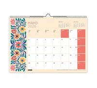 Miquelrius - Calendario da parete 2026, Organizzatore annuale A3: 420 x 296 mm, con spazio per annotare, Doppia rilegatura a spirale, planner 12 mesi, spagnolo, fiori