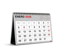 Miquelrius - Calendario da tavolo 2026 Basic, con numeri grandi, organizer annuale A5: 210 x 148,5 mm, con spazio per segnare, doppia rilegatura a spirale, planner 12 mesi, spagnolo