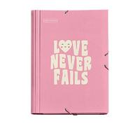 Miquelrius Cartella con Alette, Formato A4, Chiusura in Gomma, Cartoncino Rigido, Design Messaggi Rosa