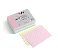 Miquelrius - Flashcards, cartoncini per lo studio, 200 foglietti, a righe orizzontali, formato A6, 105 x 148 mm, cartoncino offset 200 g/m², colori pastello