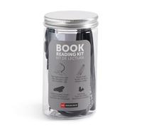 Miquelrius - Kit di lettura, Include mini luce con clip per il libro in pelle scamosciata, tappi e punto libro, presentato in una custodia trasparente Ø60 x 115 mm