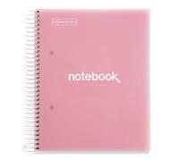 Miquelrius - Quaderno a Spirale con Copertina in Plastica, 160 Fogli, 8 Colori a Quadretti A5, Rosa