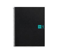 Miquelrius - Quaderno A4, 80 fogli da 70 g/m² e 1 striscia di colore, Quaderni a quadretti 5 mm, 4 fori, Copertina in polipropilene, Notebook The Original, Colore nero/turchese