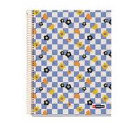 Miquelrius - Quaderno A4 a quadretti 5 mm, 120 fogli microperforati a 4 colori, carta opaca da 70 g/m², copertina in cartone extra rigido, spirale, 4 fori per archiviazione, Square