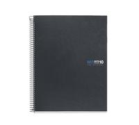 Miquelrius - Quaderno A4 a quadretti 5 mm, 200 fogli microperforati 10 colori, carta extra opaca 90 g/m², copertina rigida in cartone grafite, spirale, 4 fori per archiviazione, Notebook The Original