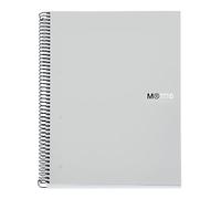 Miquelrius - Quaderno A4 a spirale 6 colori, Taccuino in polipropilene 0,8 mm, Quadretti 5 mm, Carta 70 g/m² microperforato 4 fori, 150 fogli opachi, Notebook The Original, Grigio