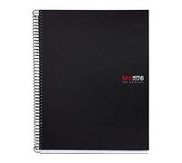 Miquelrius - Quaderno A4 a spirale 6 colori, Taccuino in polipropilene 0,8 mm, Quadretti 5 mm, Carta 70 g/m² microperforato 4 fori, 150 fogli opachi, Notebook The Original, Nero