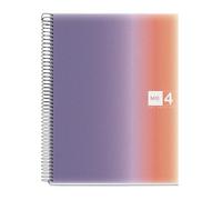 Miquelrius - Quaderno A4, Copertina in polipropilene, Taccuino A4, 120 fogli microperforati, Quaderno a quadretti con 4 colori per organizzare, Carta opaca 70 g/m², 4 fori per archiviazione, Provence