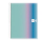 Miquelrius - Quaderno A4, Copertina in polipropilene, Taccuino A4, 120 fogli microperforati, Quaderno a quadretti con 4 colori per organizzare, Carta opaca 70 g/m², 4 fori per archiviazione, Santorini