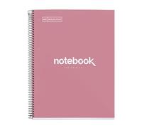 Miquelrius - Quaderno A4, Notebook Emotions, 80 Fogli da 90 g/m², Griglia 5 mm, 1 Striscia Colorata, Spirale Microforata, Taccuino a Scacchi, Copertina Extra Rigida, 4 Fori, Rosa Cipria