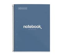 Miquelrius - Quaderno A4, Notebook Emotions, 80 Fogli da 90 g/m², Righe Orizzontali 7 mm, 1 Striscia di Colore, Spirale Microforata, Taccuino a Righe, Copertina Extra Rigida, 4 Fori, Blu Navy