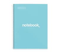 Miquelrius - Quaderno A4, Notebook Emotions, 80 Fogli da 90 g/m², Righe Orizzontali 7 mm, 1 Striscia di Colore, Spirale Microforata, Taccuino a Righe, Copertina Extra Rigida, 4 Fori, Azzurro Cielo