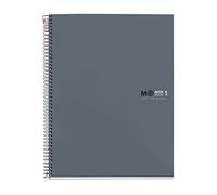 Miquelrius - Quaderno A4, Notebook The Original Colors, 80 Fogli di 90 g/m² e 1 Striscia di Colore, Taccuino a Griglia 5 mm, 4 Fori, Copertina Rigida in Cartone Plastificato, Grafite