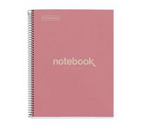 Miquelrius - Quaderno A4 riciclato, 80 fogli da 70 g/m² e 1 striscia di colore, Quaderni a righe 7 mm, 4 fori, Copertina in cartone, Eco rosa