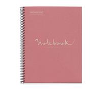 Miquelrius - Taccuino Emotions 100% riciclato, 1 striscia di colore, A4, 80 fogli con strisce orizzontali da 7 mm, carta 80 g, 4 fori, copertina in cartone, colore rosa