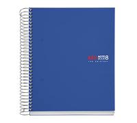 Miquelrius - Quaderno A5, 200 fogli in 8 colori, Carta 70 g/m², Quadretti 5 mm, Copertina in polipropilene 0,8 mm, Spirale 360°, 2 fori, Prodotto in Spagna, Notebook The Original, Blu