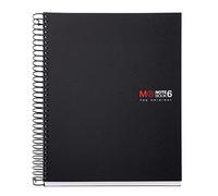 Miquelrius - Quaderno a Spirale Microperforato, Copertina in Polipropilene Opaco, Formato A5, 148 x 210 mm, 2 Fori, 150 Fogli da 70 g/mq e 6 Strisce di Colore, Quadrettatura di 5 mm, Nero