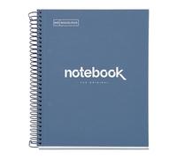 Miquelrius - Quaderno A5, Notebook Emotions, 80 Fogli 90 g/m², Griglia 5 mm, 1 striscia colorata, Spirale microforata, Taccuino a scacchi, Copertina extra rigida, 2 fori, Blu navy