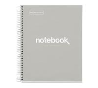 Miquelrius - Quaderno A5, Notebook Emotions, 80 Fogli 90 g/m², Griglia 5 mm, 1 Striscia Colorata, Spirale Microforata, Taccuino a Griglia, Copertina Extra Rigida, 2 Fori, Grigio