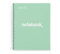 Miquelrius - Quaderno A5, Notebook Emotions, 80 Fogli 90 g/m², Griglia 5 mm, 1 Striscia di Colore, Spirale Microforata, Taccuino a Scacchi, Copertina Extra Rigida, 2 Fori, Verde Menta