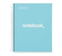 Miquelrius - Quaderno A5, Notebook Emotions, 80 Fogli 90 g/m², Griglia 5 mm, 1 Striscia di Colore, Spirale Microforata, Taccuino a scacchi, Copertina Extra Rigida, 2 Fori, Azzurro Cielo