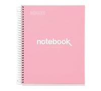 Miquelrius - Quaderno A5, Notebook Emotions, 80 Fogli da 90 g/m², Righe Orizzontali 7 mm, 1 Striscia Colorata, Spirale Microforata, Taccuino a Quadretti, Copertina Extra Rigida, 2 Fori, Rosa
