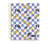 Miquelrius - Quaderno A5 rigato 7 mm, 120 fogli microperforati a 4 colori, carta opaca da 70 g/m², copertina in cartone extra rigido, spirale, 2 fori per archiviazione, Square