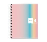 Miquelrius - Quaderno A6 a quadretti 5 mm, 120 fogli microperforati a 4 colori, carta opaca da 70 g/m², copertina in cartone extra rigido, spirale, senza fori, West Bay