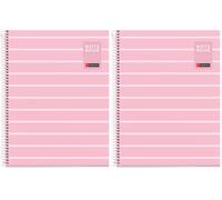 Miquelrius - Quaderno ad Anelli A4 a Quadretti 5 mm, Rosa (Confezione da 2)