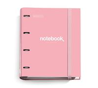 Miquelrius - Raccoglitore a 4 anelli A4 Emotions, 100 fogli a quadretti, Chiusura con elastico per l'uso come materiale scolastico, Copertina rigida in cartone, Colore rosa