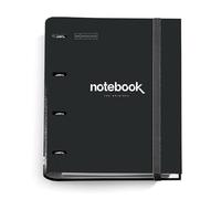 Miquelrius - Raccoglitore a 4 anelli A4 Emotions, 100 fogli a quadretti, Chiusura con elastico per l'uso come materiale scolastico, Copertina rigida in cartone, Colore nero