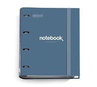 Miquelrius - Raccoglitore a 4 anelli A4 Emotions, 100 fogli a quadretti, Chiusura con elastico per l'uso come materiale scolastico, Copertina rigida in cartone, Colore blu navy