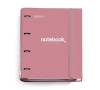 Miquelrius - Raccoglitore a 4 anelli A4 Emotions, 100 fogli a quadretti, Chiusura con elastico per l'uso come materiale scolastico, Copertina rigida in cartone, Colore rosa