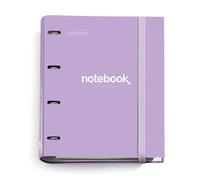 Miquelrius - Raccoglitore a 4 anelli A4 Emotions, 100 fogli a quadretti, Chiusura con elastico per l'uso come materiale scolastico, Copertina rigida in cartone, Colore lavanda