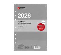 Miquelrius - Ricambio agenda 2026 anelli, 16 mesi, vista settimanale verticale, formato A5 ingrandito (155 x 213 mm), agenda interna settimanale sostituibile 6 anelli, catalano-EN-PT