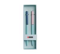 Miquelrius - Set 2 penne blu, ottime per materiale scolastico, penna a sfera punta 0,7 mm, materiale ufficio, cancelleria bella, penna girevole, rosa/blu