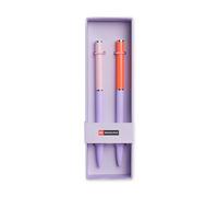 Miquelrius - Set 2 penne blu, ottime per materiale scolastico, penna a sfera punta 0,7 mm, materiale ufficio, cancelleria bella, penna girevole, rosa/rosso