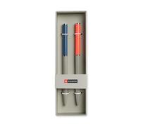 Miquelrius - Set di 2 penne blu, ottime per materiale scolastico, penna a sfera punta 0,7 mm, materiale ufficio, cancelleria carina, penna girevole, blu/rosso