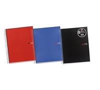 Miquelrius - Set di 3 quaderni A4 a spirale, microperforati, copertina in polipropilene opaco, dimensioni 210 x 297 mm, 4 fori, 200 fogli da 70 g/m2 e 8 strisce di colore, quadretti da 5 mm