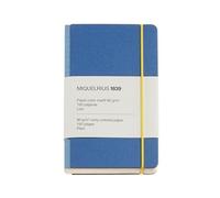 Miquelrius - Taccuino (90 x 142 mm), Quaderno classico con 96 fogli lisci da 80 g/m², carta avorio, copertina in cartone strutturato e dorso in tessuto, chiusura elastica, collezione retrò blu