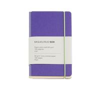 Miquelrius - Taccuino (90 x 142 mm), Quaderno classico con 96 fogli lisci da 80 g/m², carta avorio, copertina in cartone strutturato e dorso in tessuto, chiusura elastica, collezione retrò viola