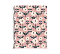 Miquelrius - Taccuino A4 (210 x 297 mm), 100 fogli a righe da 70 g/m², copertina in cartone rigido, 4 bande colorate, spirale, 4 fori, taccuino a righe, cancelleria carina, rosa