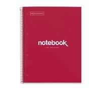 Miquelrius - Taccuino A4 Notebook Emotions, 80 fogli 90 g/m², griglia 5 x 5 mm, 1 striscia di colore, spirale microforata, taccuino a quadretti, copertina extra rigida, 4 fori, rosso